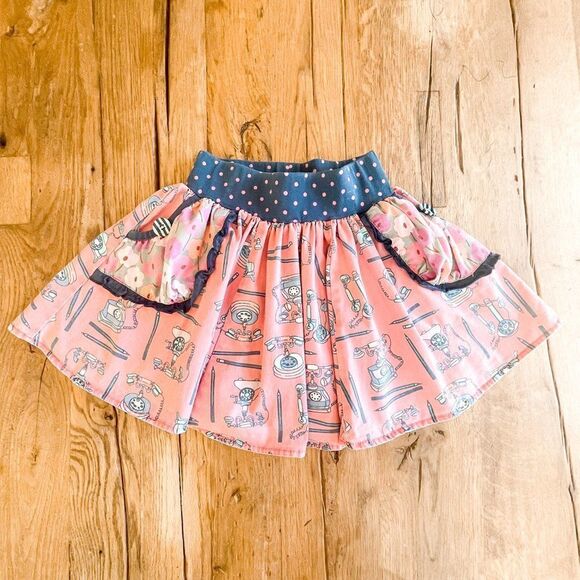 Matilda Jane Vintage Telephone Print Twirl Skirt, Size 4 - Picture 1 of 3